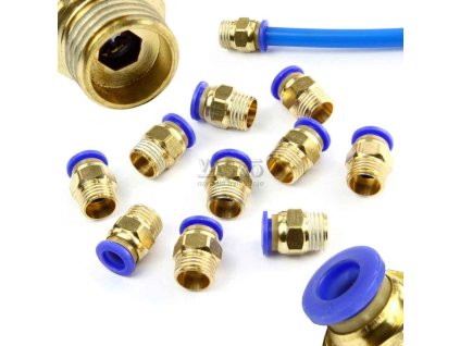 Sada pneumatických rýchlokonektorov so závitom 1/4" 8 mm, 10 kusov, MAR-POL