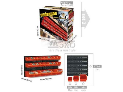 Sada závesných plastových zásobníkov, 10 malých, 8 stredných, 6 veľkých, XL-TOOLS