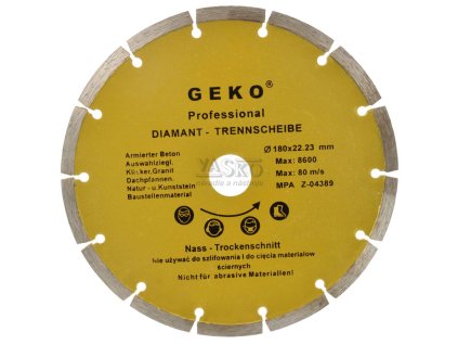 Diamantový kotúč segmentový 180 x 22 x 2,5 mm, GEKO