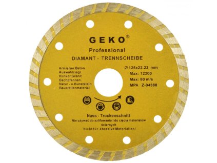 Diamantový kotúč TURBO 125 x 22 x 2,4 mm, celistvý segment, GEKO
