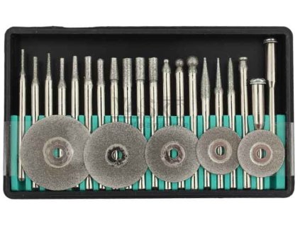 Sada diamantových fréz MINI, 25-dielna, stopka 3 mm, XL-TOOLS