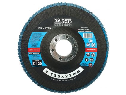 Lamelový brúsny kotúč na kov a NEREZ 125x22,2, zrno 120, INDUSTRY
