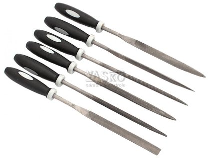 Sada ihlových pilníkov 4 x 160 mm s rukoväťou, 6-dielna sada, XL-TOOLS