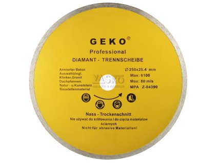 Diamantový kotúč celoobvodový 250 x 25,4 x 3 mm, GEKO