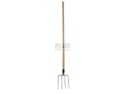 Vidly s 4 hrotmi, čierny lak, buková násada 160 cm