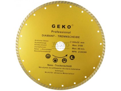 Diamantový kotúč TURBO 300 x 32 x 3 mm, celistvý segment, GEKO