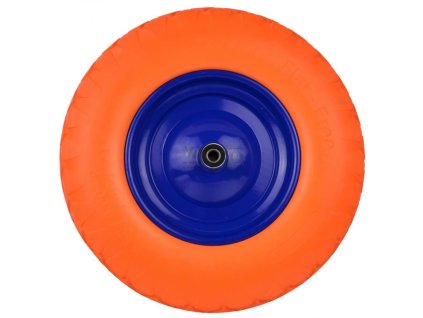 Polyuretánové plné koleso, otvor 12 mm, priemer 39 cm, šírka 9,5 cm, oranžové, s oskou