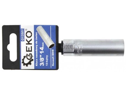 Hlavica nástrčná predĺžená na sviečky, dvanásťhran 3/8" 14 mm, GEKO