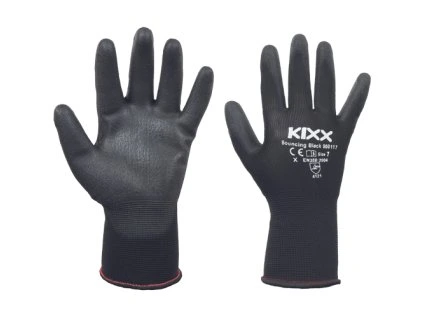 BOUNCING BLACK rukavice nylon PU dlaň (Farba čierna, Veľkosť 11)