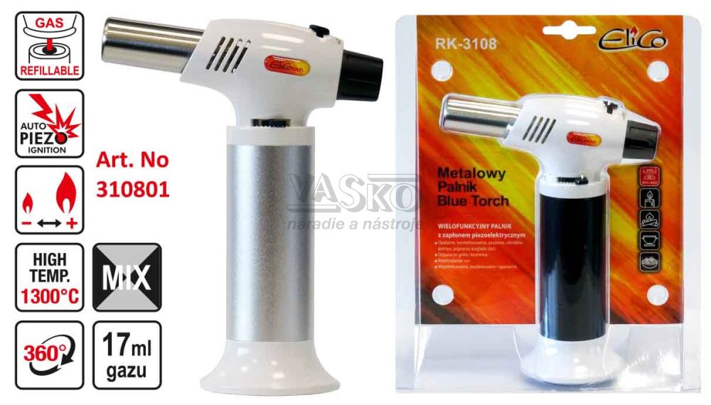Kovový plynový horák Blue Torch RK-3108, ELICO