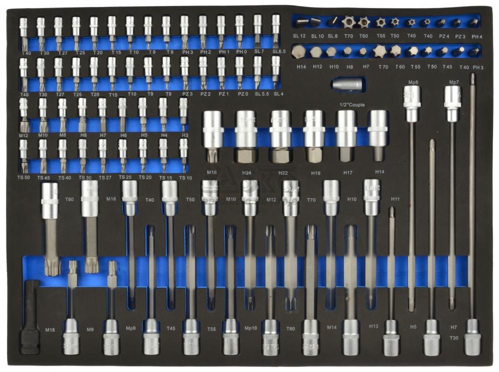 Sada TORX hlavíc a bitov 102-dielna, rozmer 51 x 39 cm, GEKO