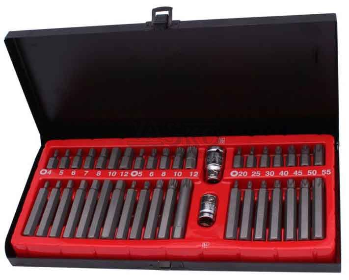 Sada bitov 10 mm,  40-dielna, 6HRAN, TORX, XZN, kovová kazeta, materiál S2, XL-TOOLS