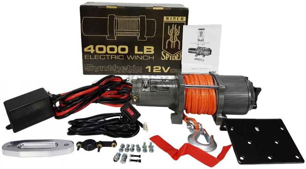 Naviják elektrický, 12 V, 800W,  max. ťah 1814 kg, syntetické lano 6 mm, MAR-POL