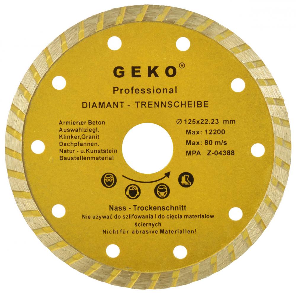 Diamantový kotúč TURBO 125 x 22 x 2,4 mm, celistvý segment, GEKO