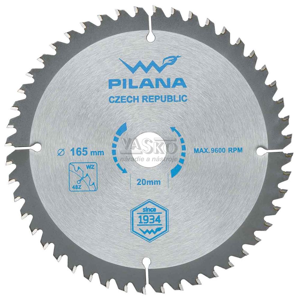 Pílový kotúč s SK plátkami 160x2,0x20 zuby 48 WZ, PILANA