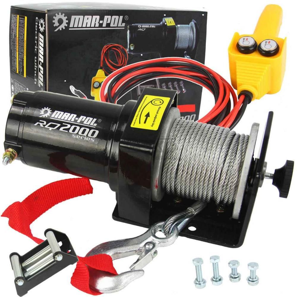Naviják elektrický 970W, 12V, dĺžka lana 14 m, priemer 4 mm, MAR-POL