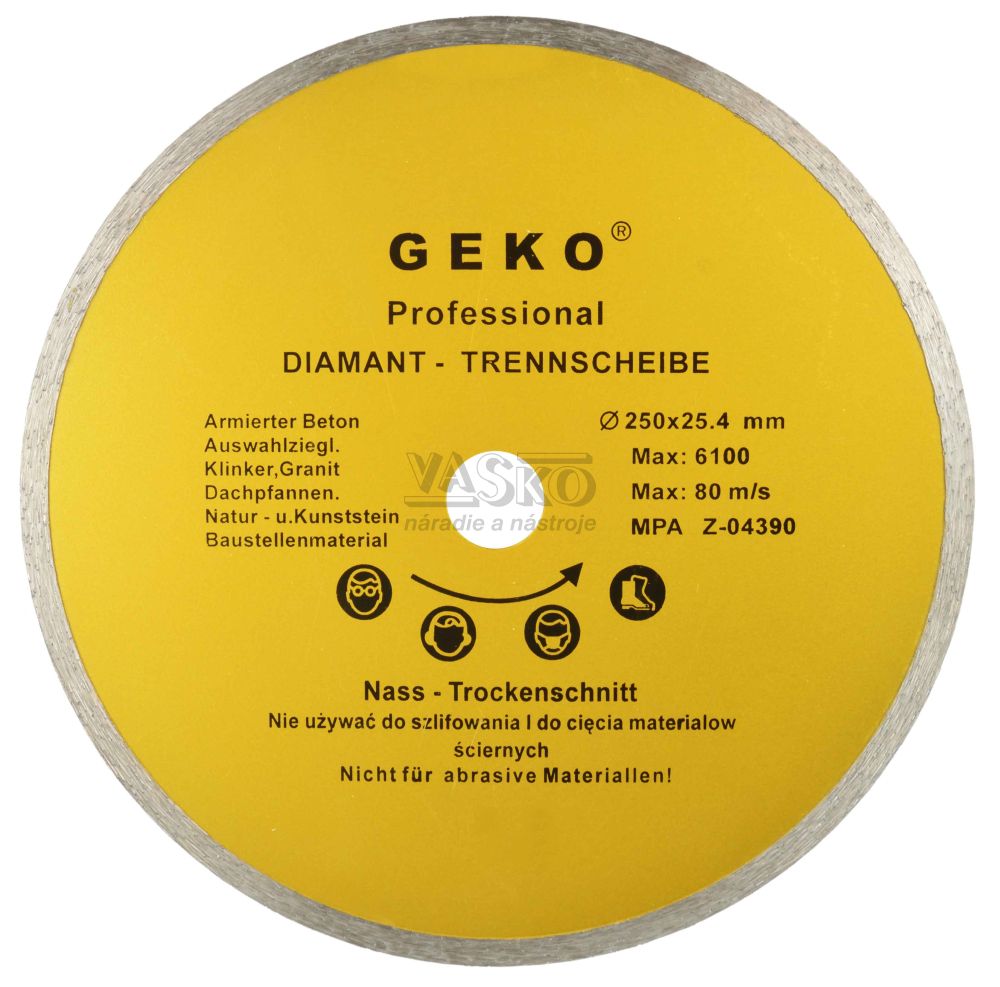 Diamantový kotúč celoobvodový 250 x 25,4 x 3 mm, GEKO