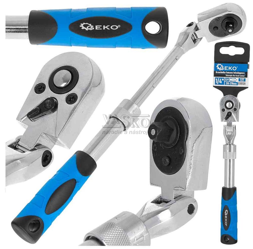 Račňa 1/4“ teleskopická s kĺbom, 210-278 mm, GEKO