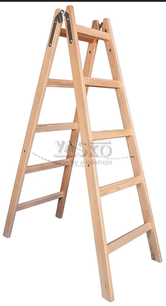 Rebrík drevený dvojdielny s háčikom 8 - priečkový, 248 cm, VASKO