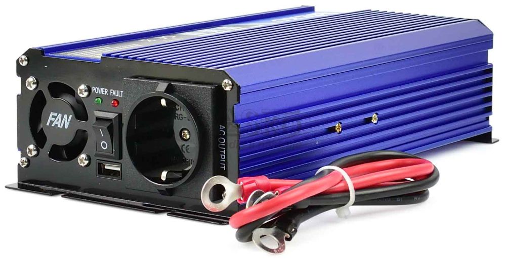 Menič napätia, vstup 12V/ výstup 230V, trvalý výkon 500W/nárazový výkon 1000W, GEKO
