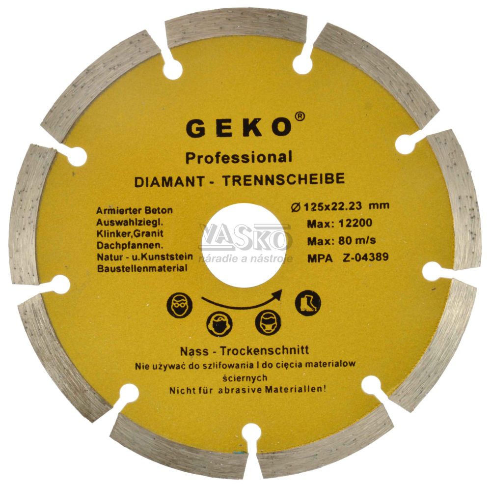 Diamantový kotúč segmentový 125 x 22 x 2 mm, GEKO