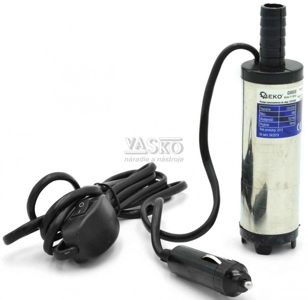 Ponorné čerpadlo na olej 12V / 230V, priemer čerpadla 38 mm, GEKO
