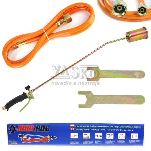 Horák plynový RQ120, dĺžka 85 cm, hadica 5 m, priemer horáka 60 mm, MAR-POL