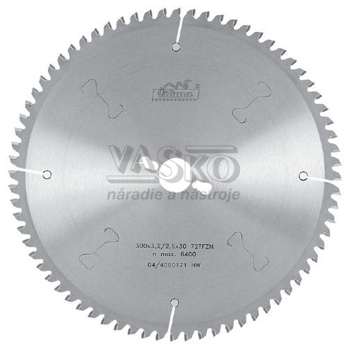 Pílový kotúč SK 250x3,2x30 z60, 5387-13 TFZ N na neželezné kovy a plasty, PILANA