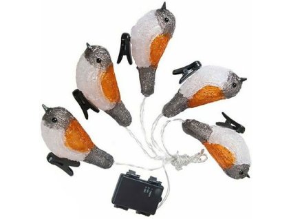 Reťaz MagicHome Vianoce A Bird, 25 LED, IP44, 3xAA, 5 vtáčikov