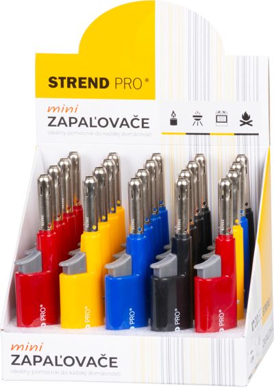 Zapalovac Strend Pro, MINI, 4 farby, sellbox 20 ks