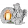 Dekorácia MagicHome, Anjel modliaci so sviečkou, LED, keramika, na hrob, 28x13x21,5 cm
