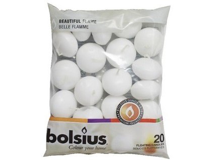 Sviečky plávajúce Bolsius – biele 20ks