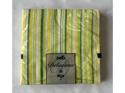 Farebné obrúsky Delis 33x33cm/20ks Zeleno-žltý pásik