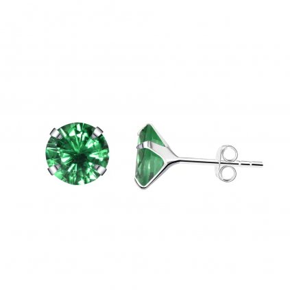 10506 stribrne nausnice green emerald 7 mm