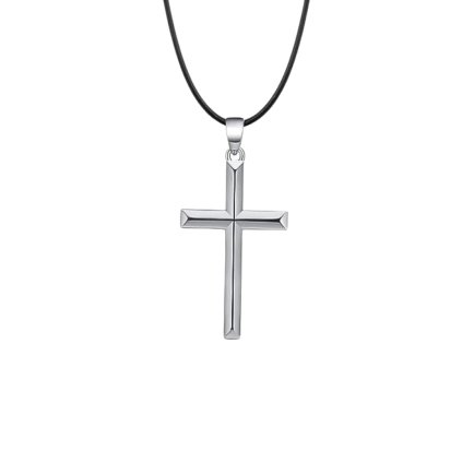 11269 stribrny privesek kriz s kozenou cernou snurkou 45 cm sirka 2 0 mm objevte na majya cz