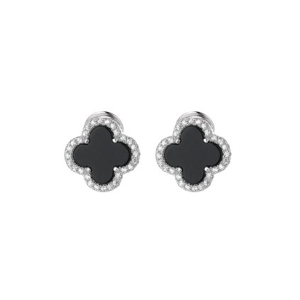 11847 stribrne nausnice lucky lively black majya cz