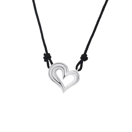 11894 stribrny privesek heart s cernou snurkou