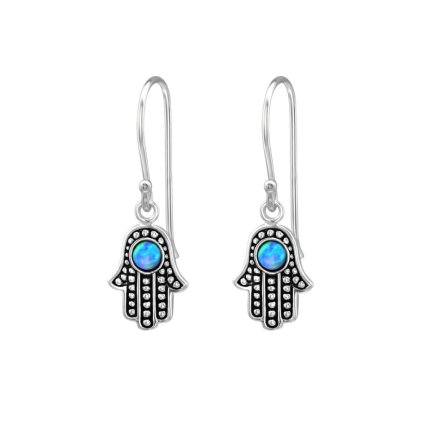 11899 stribrne nausnice s priveskem hamsa majya cz