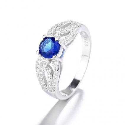10045 stribrny prsten modry safir se zirkony kupte na majya