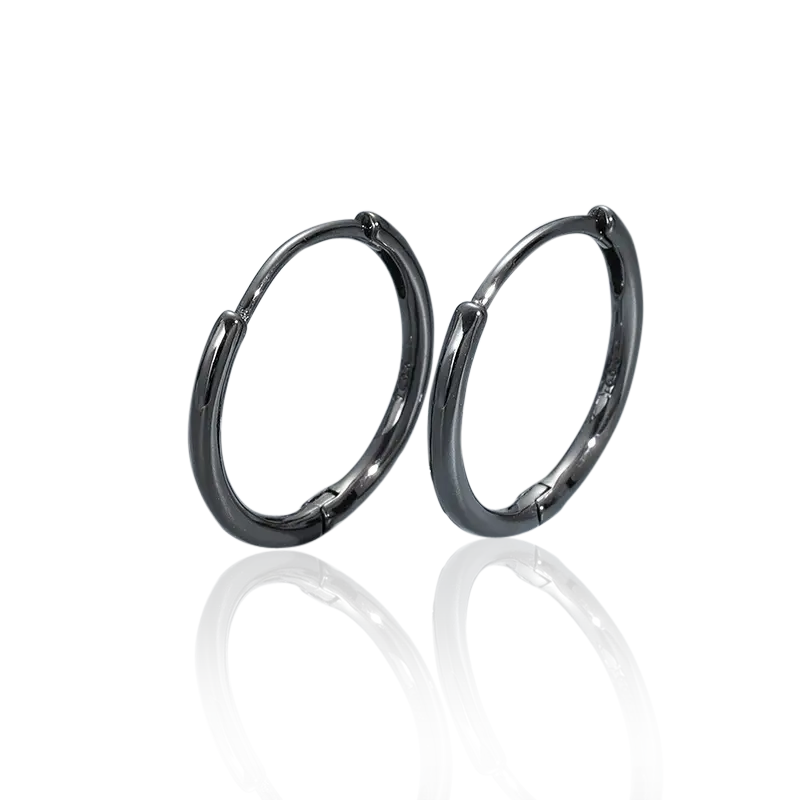 10442 Stříbrné náušnice KARIN 14 mm black