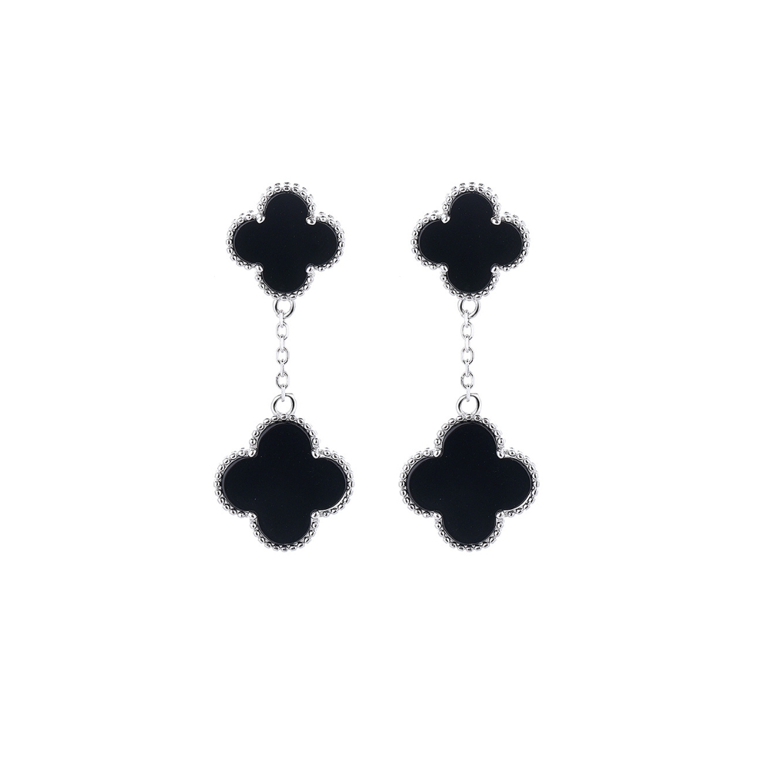 11836 Stříbrné náušnice LUCKY MIJA black