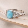 10038 stribrny prsten s ovalnym tyrkysovym kamenem a zirkony pouze na majya