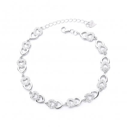 10092 piękna srebrna bransoletka serce z okrągłymi cyrkoniami dla kobiet jako prezent od majya
