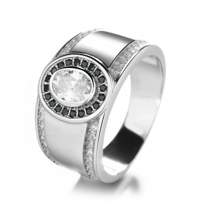 10065 srebrny pierścionek ciry stone z czarną cyrkonią kup na majya