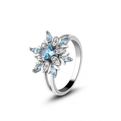 10289 srebrny pierścionek niebieski i biały kwiat