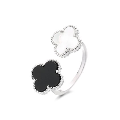 11841 Srebrny regulowany pierścionek Lucky Jodie Black White majya.pl