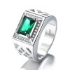 10064 srebrny pierścionek zielony kamień z cyrkoniami tylko na majya