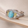10076 piękny srebrny owalny pierścionek z turkusem ze złotem i cyrkoniami tylko na majya