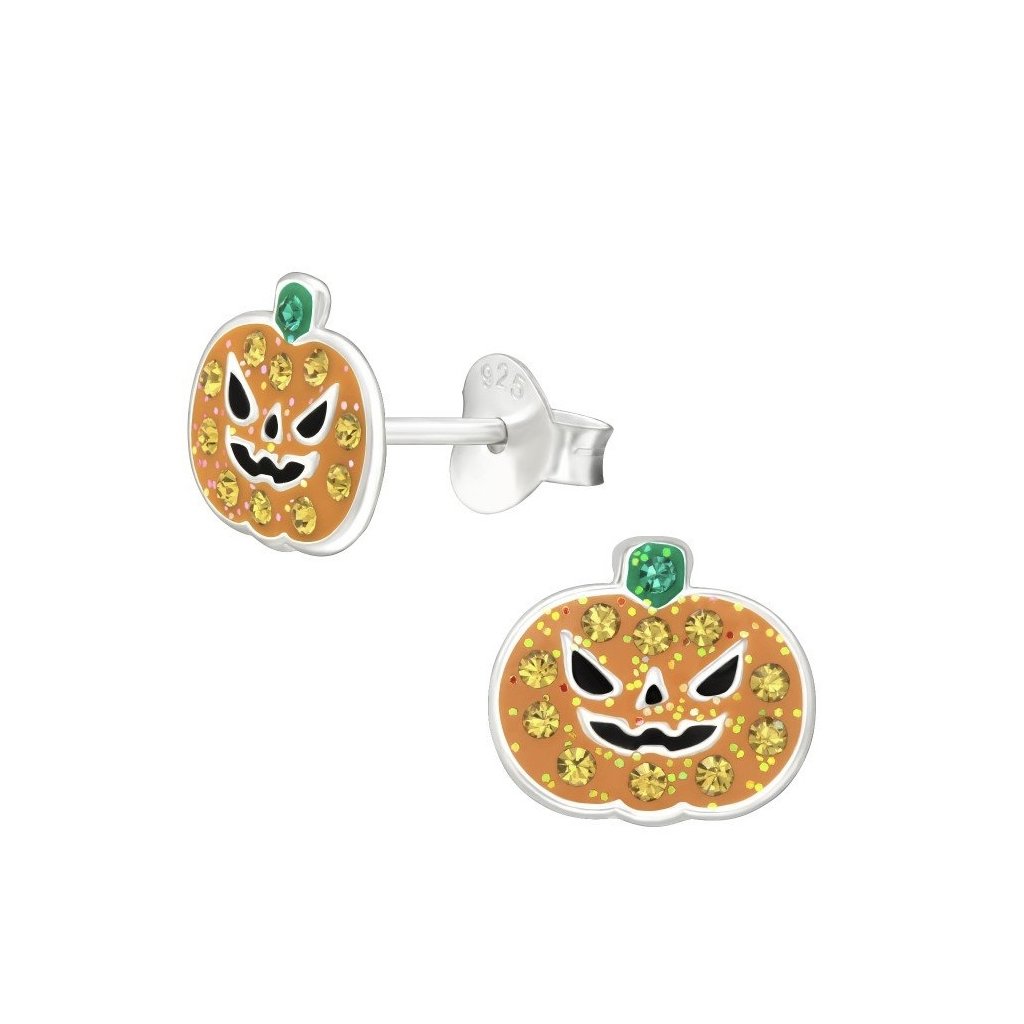 10727 Strieborné náušnice COLOR PUMPKIN  Ag925/1000; ≤0,49 g