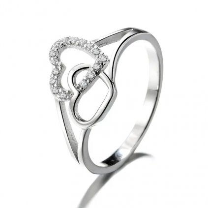 10041 strieborný prsteň prepletené srdcia lásky od majya